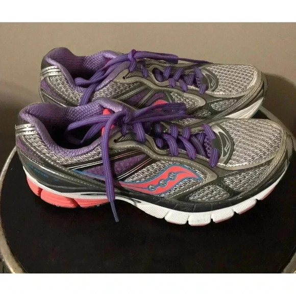 Saucony Women's PowerGrid Guide 7 Running Shoe Silver Gray Purple Size 7 - Picture 1 of 7